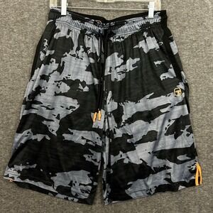 Y2K And1 Basketball Short Men Large Camo Black Orange Grey Shiny Baggy 10"